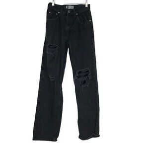 SILVER TABS - WOMEN'S 24 X 31 - BLACK DENIM '94 BAGGY DISTRESSED JEANS